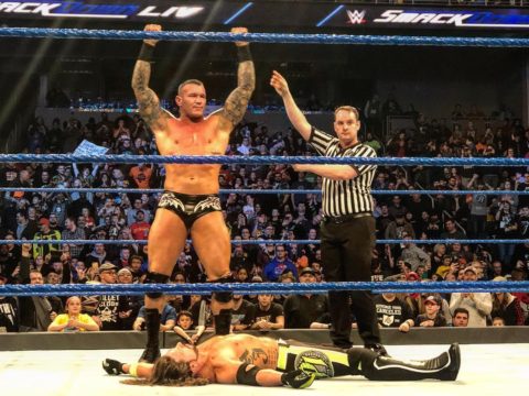 Randy Orton toppled AJ Styles, after Styles eliminated Kofi from the Gauntlet match