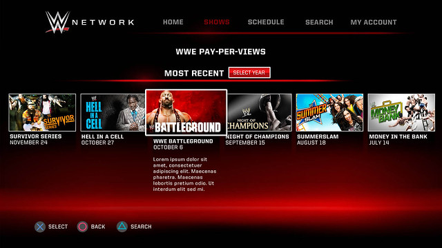 The format of the WWE Network on Playstation